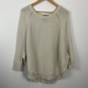 Guinevere Beige Wool Alpaca Blend Batwing Sweater Top Womens M